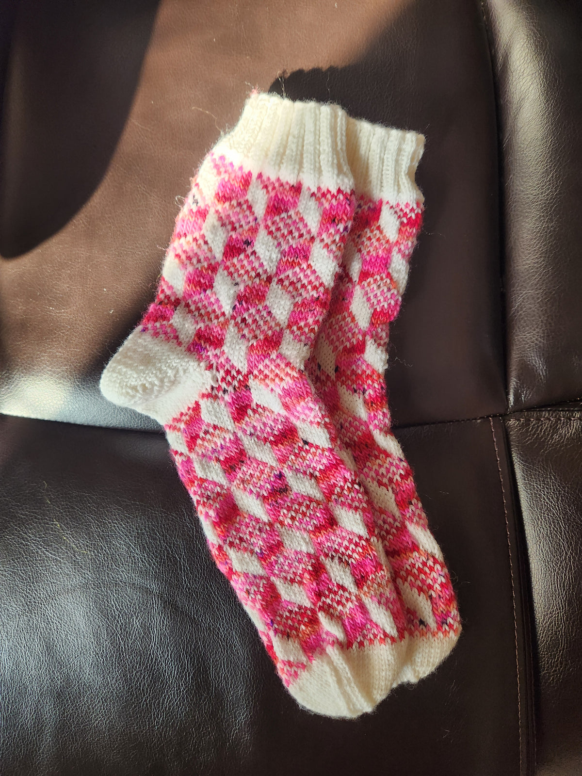 DIGITAL ITEM: Prism Optical Illusion Socks Knitting Pattern Two-Color Colorwork (PDF Download)