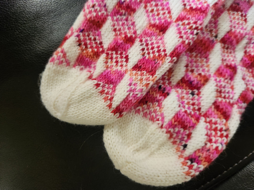 DIGITAL ITEM: Prism Optical Illusion Socks Knitting Pattern Two-Color Colorwork (PDF Download)