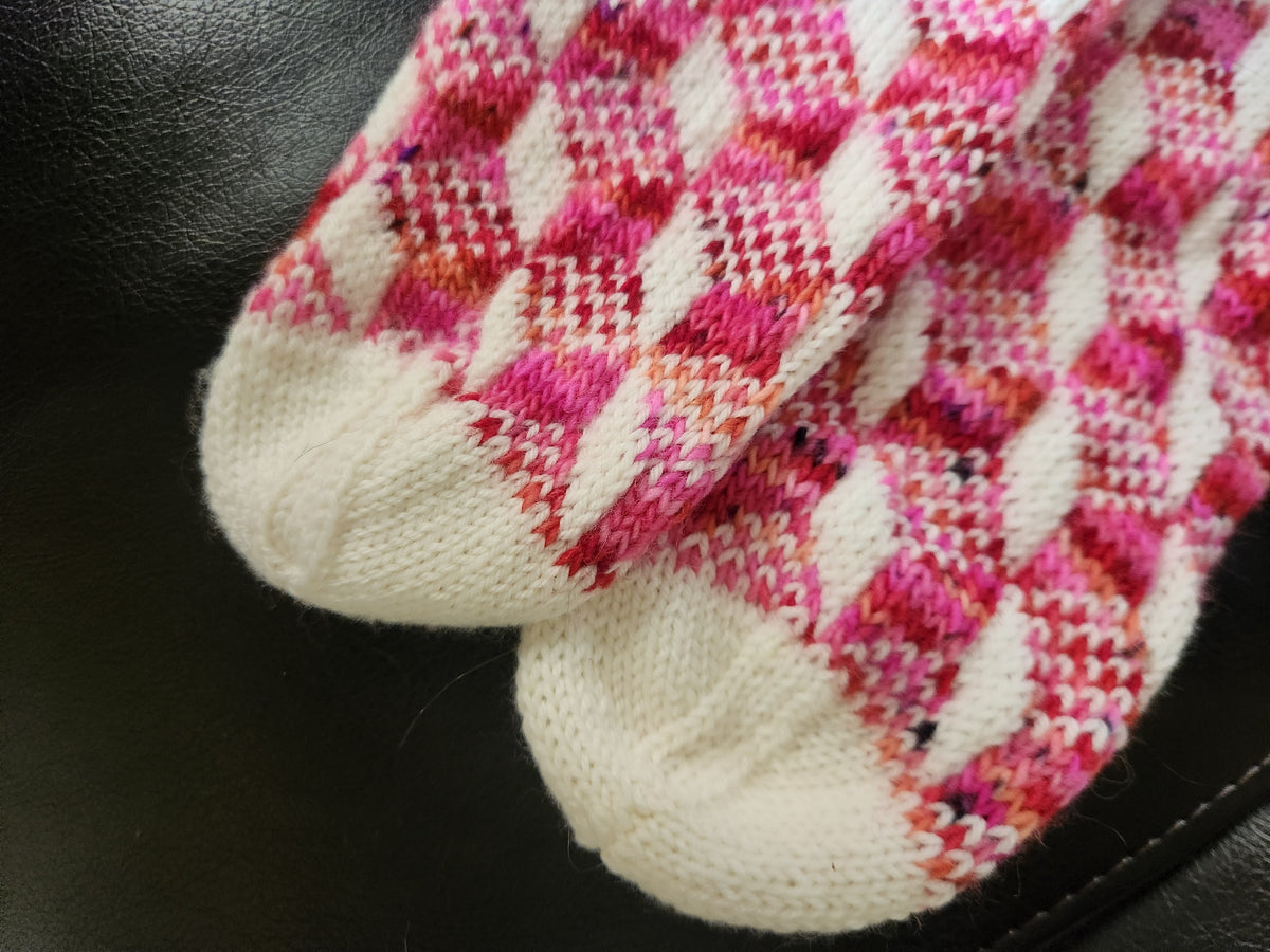 DIGITAL ITEM: Prism Optical Illusion Socks Knitting Pattern Two-Color Colorwork (PDF Download)