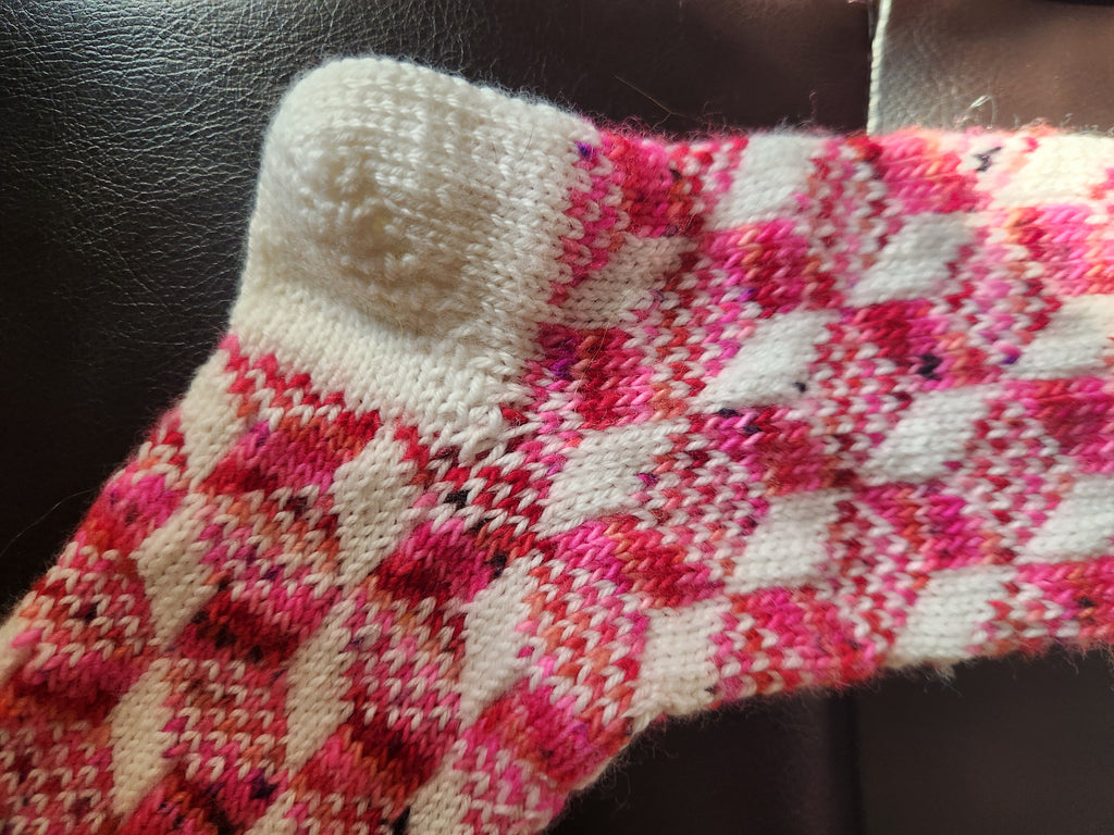 DIGITAL ITEM: Prism Optical Illusion Socks Knitting Pattern Two-Color Colorwork (PDF Download)