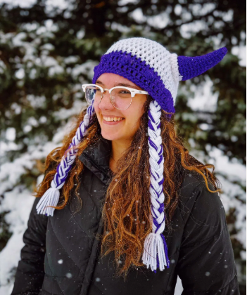 Crochet Viking White Out Winter Warrior Helmet Hat: Minnesota Football Fan Beanie